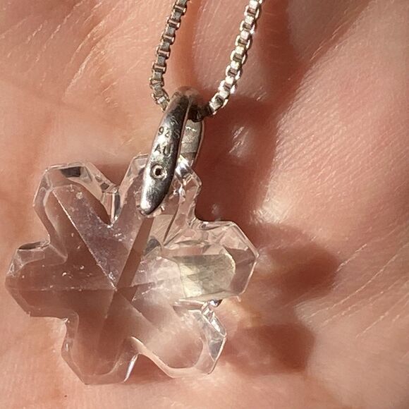 Vintage Swarovski Crystal Snowflake Pave Sterling Silver 925 AU Pendant w/Chain - Picture 11 of 16